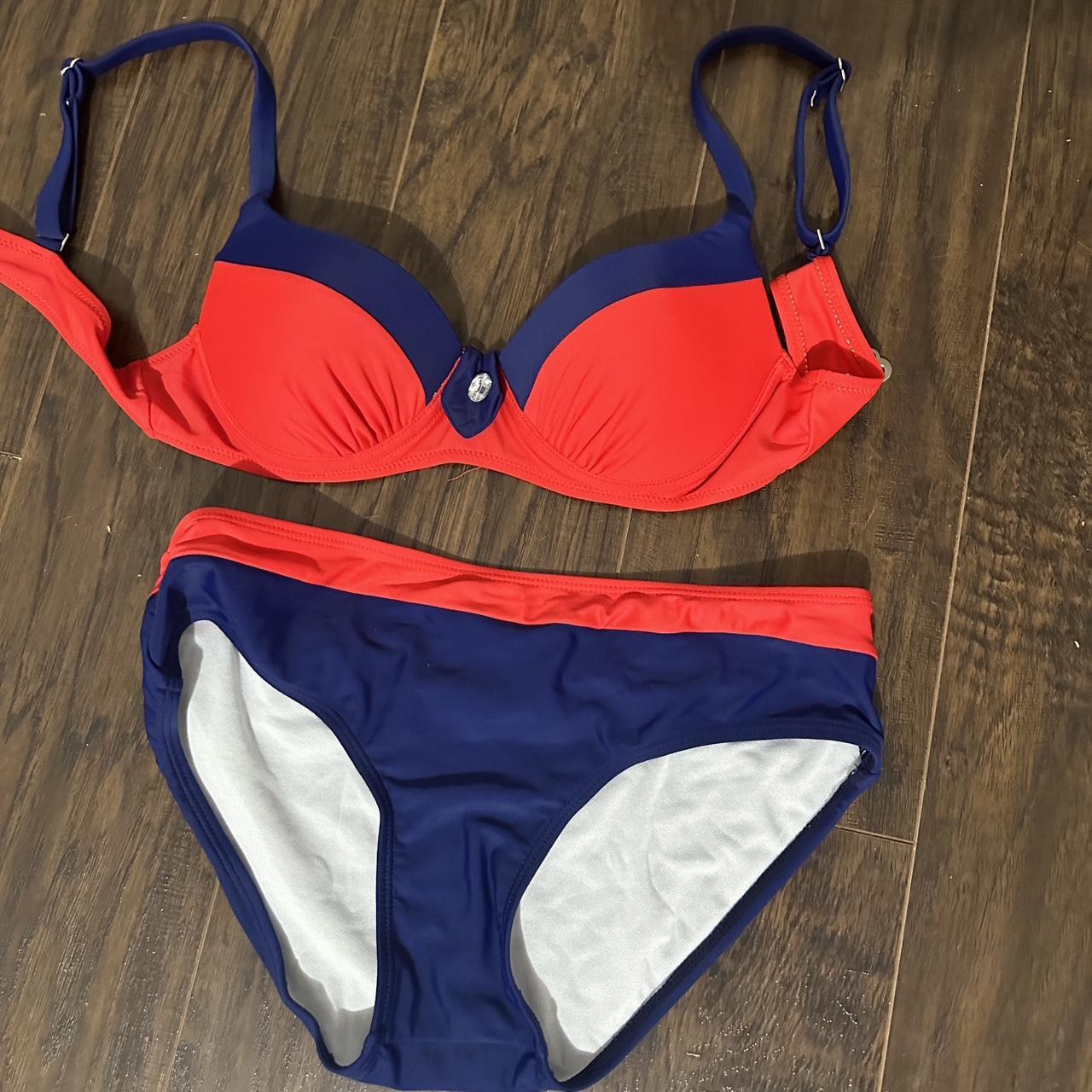 Brand new, red and blue bikini! Perfect condition... - Depop