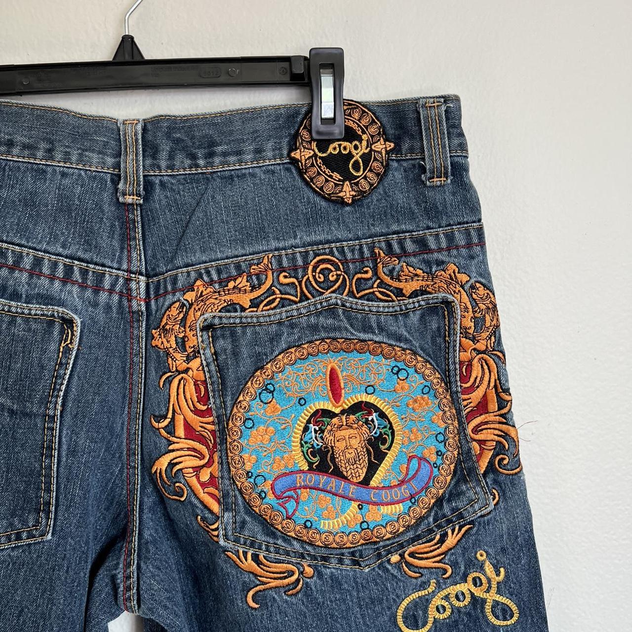 y2k embroidered coogi jean shorts size 38. Worn... - Depop