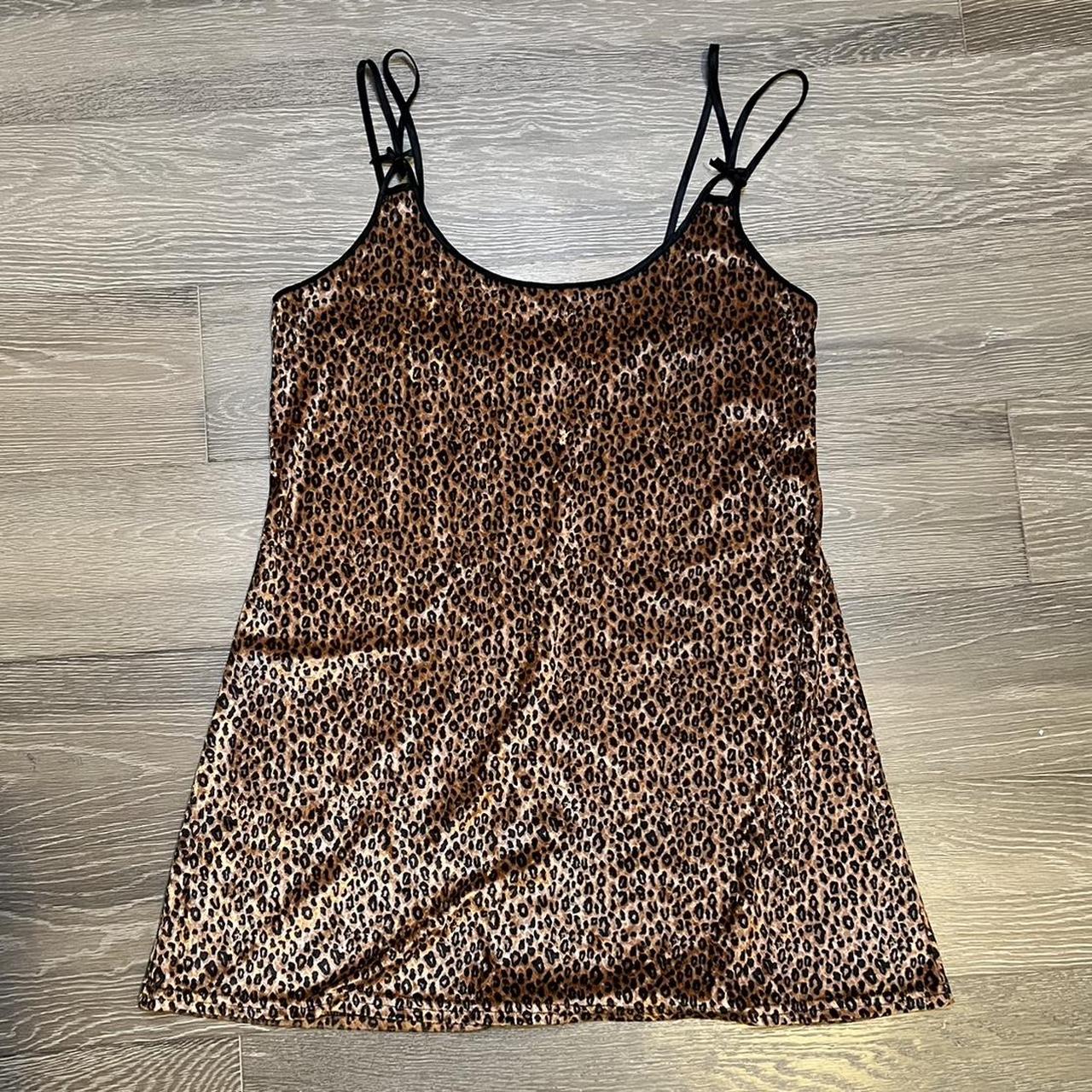 Velvet, Leopard, Vintage Mini Dress. Double Straps - Depop