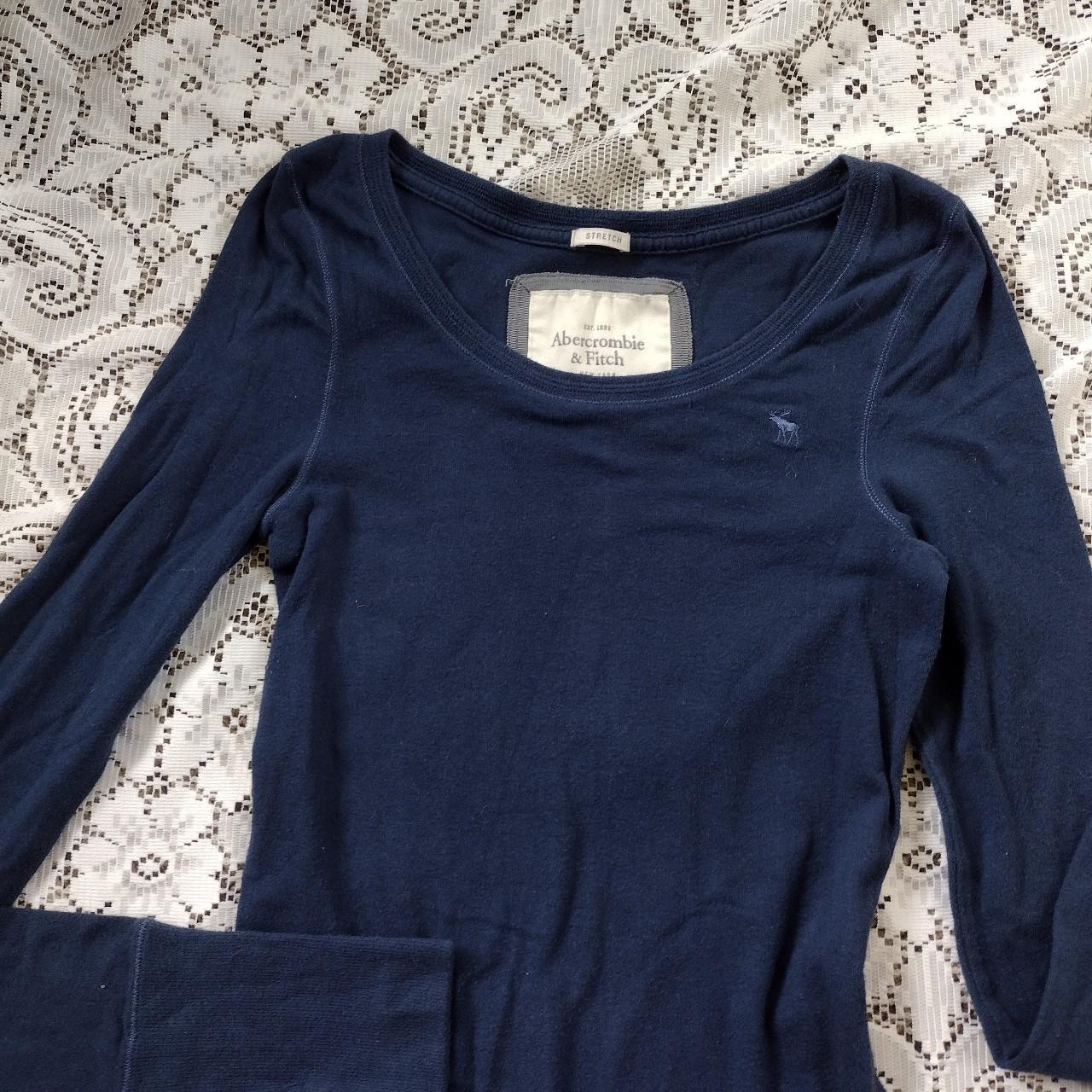 Navy blue Abercrombie and Fitch Henley style long... - Depop