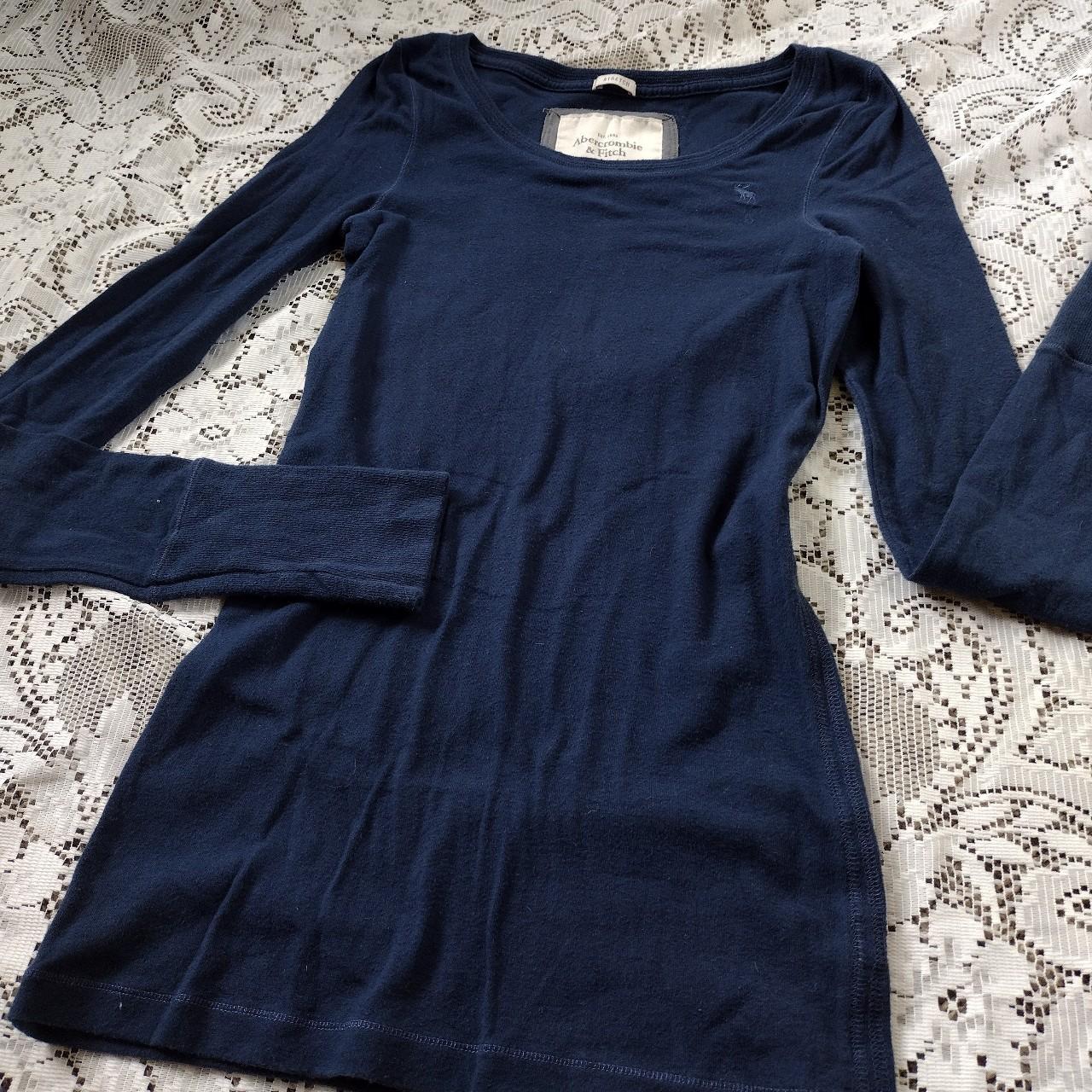 Navy blue Abercrombie and Fitch Henley style long... - Depop