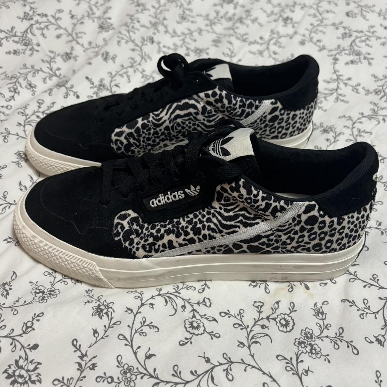 Adidas black and white cheetah print sneakers Depop
