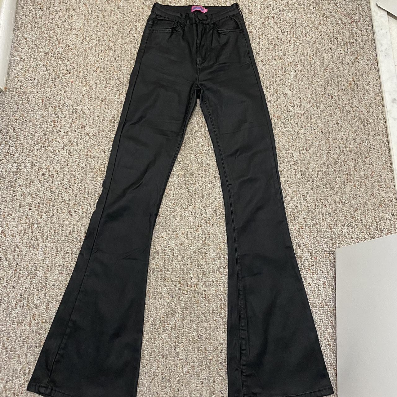 Edikted leather flare pants in an xs - Depop