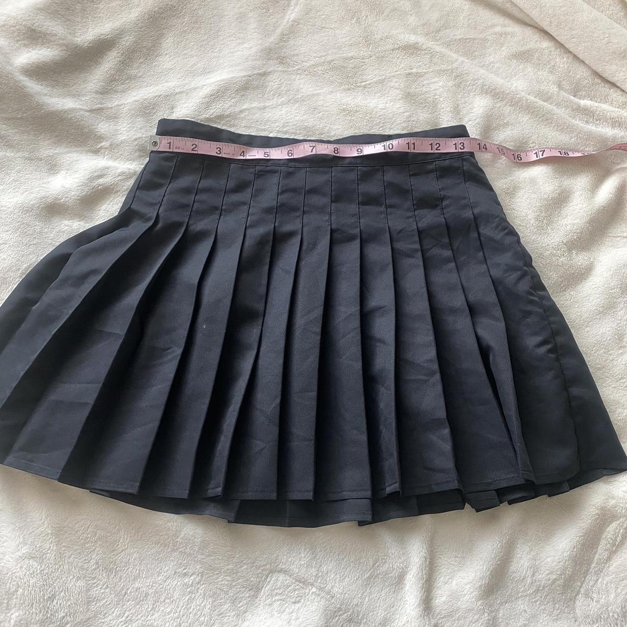 pleated black mini skirt Waist is 26” #basics... - Depop