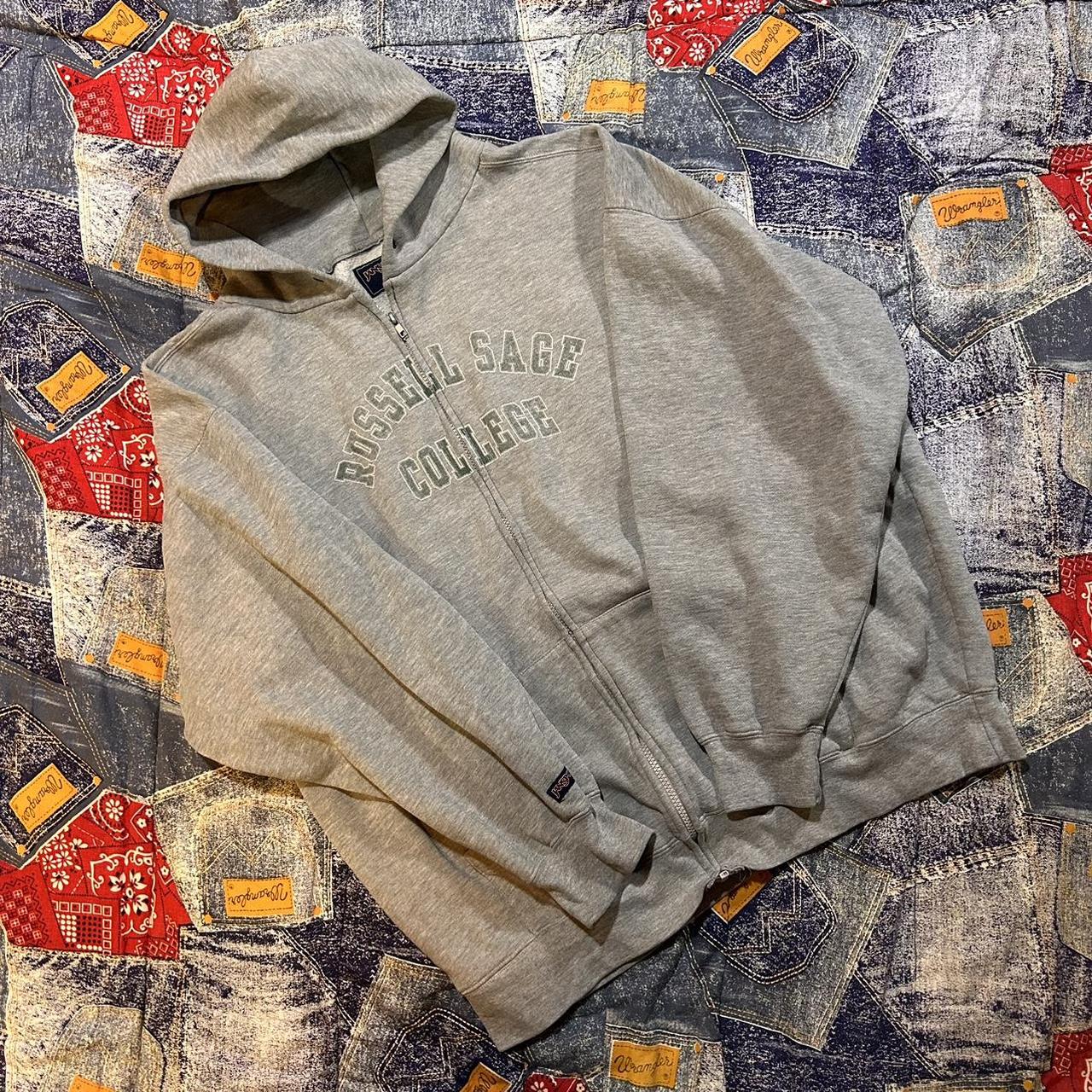 Vintage 90s Russel Sage College Hoodie Zip... - Depop