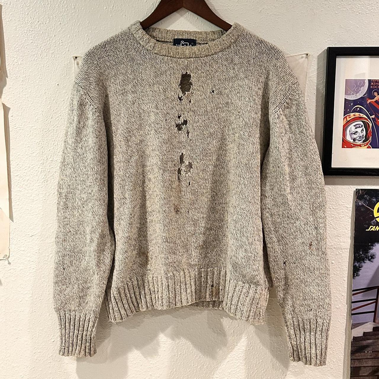 Vintage Woolrich Sweater 1980s heavily distressed... Depop