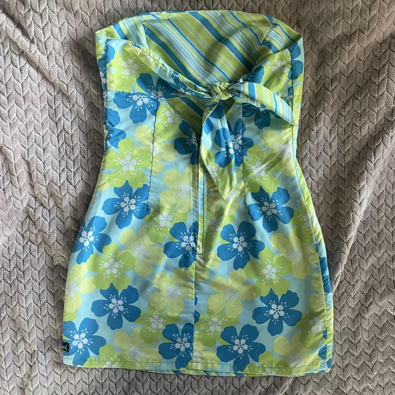 Wet Seal Women's Green and Blue Dress Depop