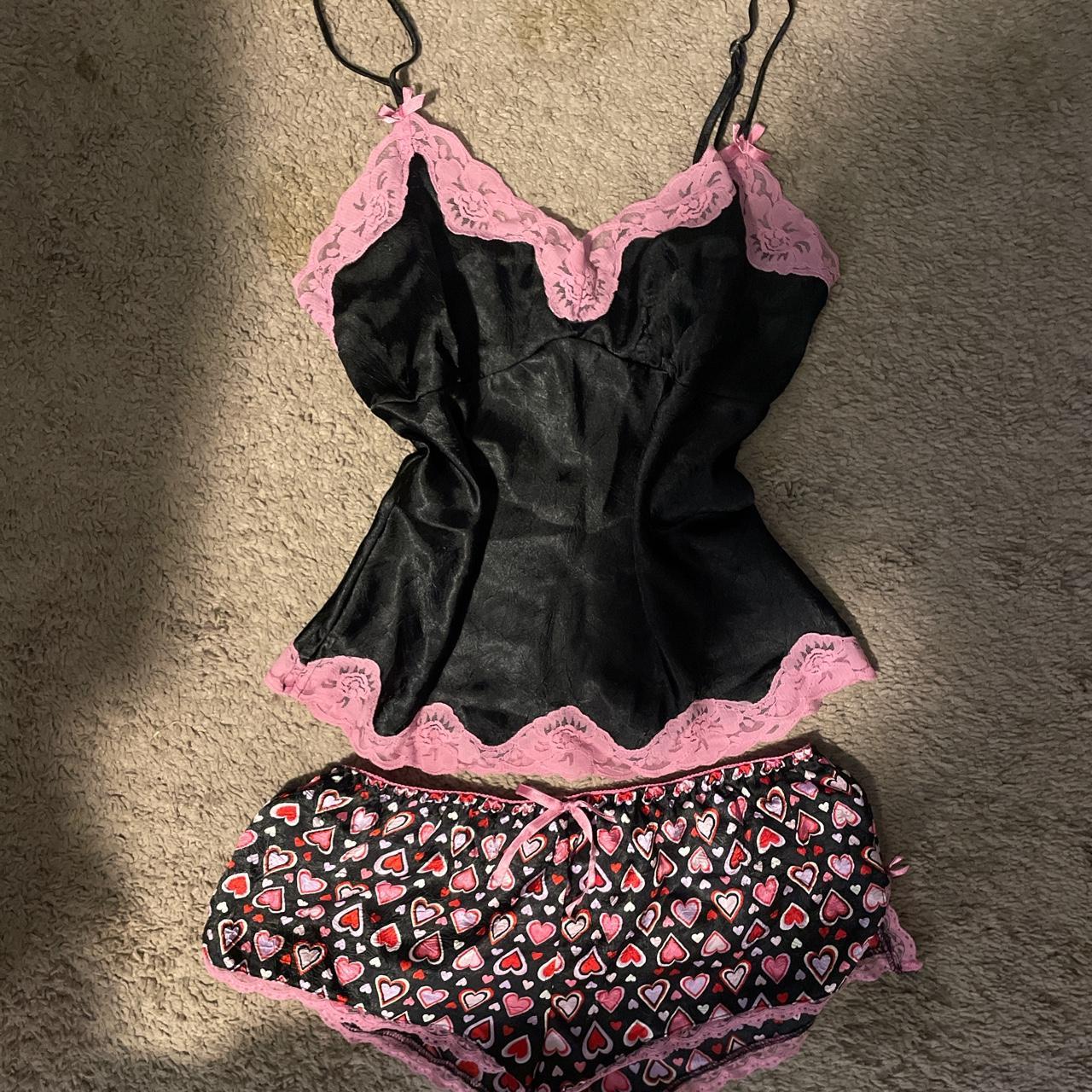 Candie S Women S Black And Pink Pajamas Depop