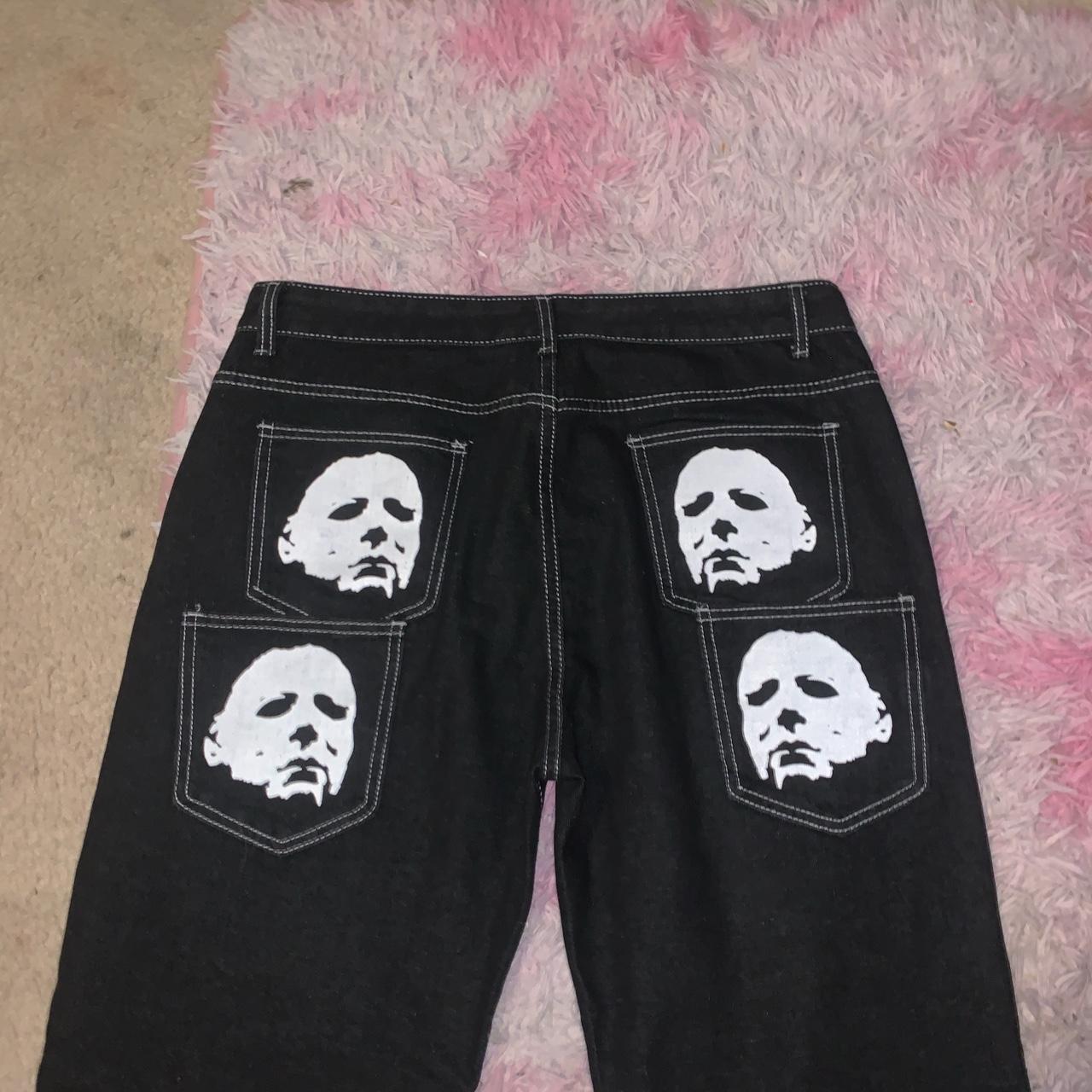 Michael Myers Jeans, Black Denim Jeans, Y2K Pants