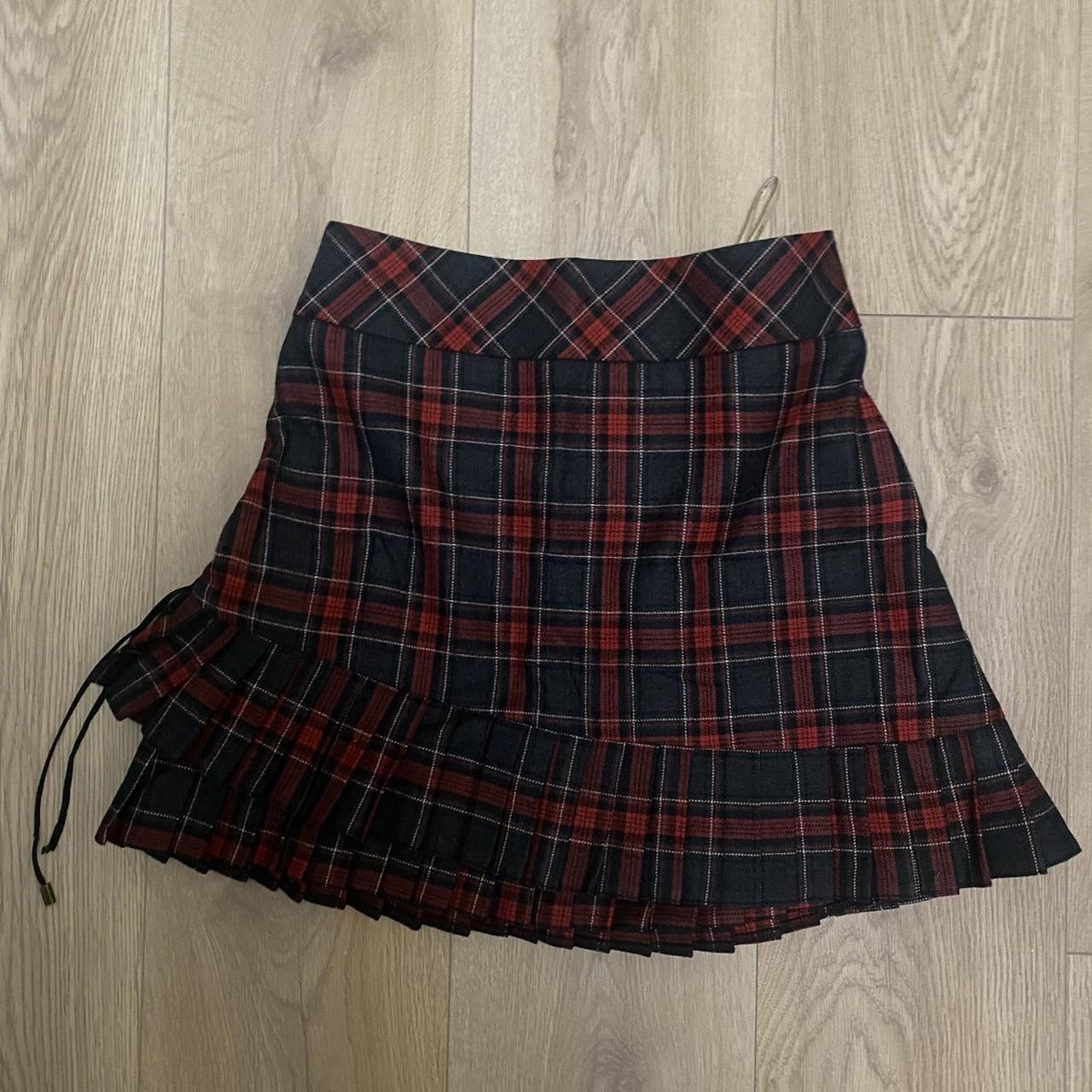 Karen Millen plaid red check ruffle mini skirt high. Depop