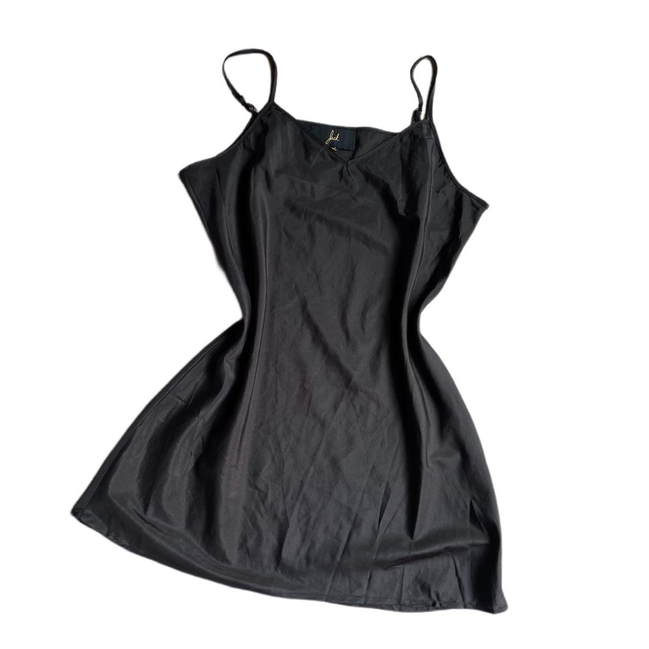 BLACK SLIP MINI DRESS ♡ Simple black slip ♡ Satin... - Depop