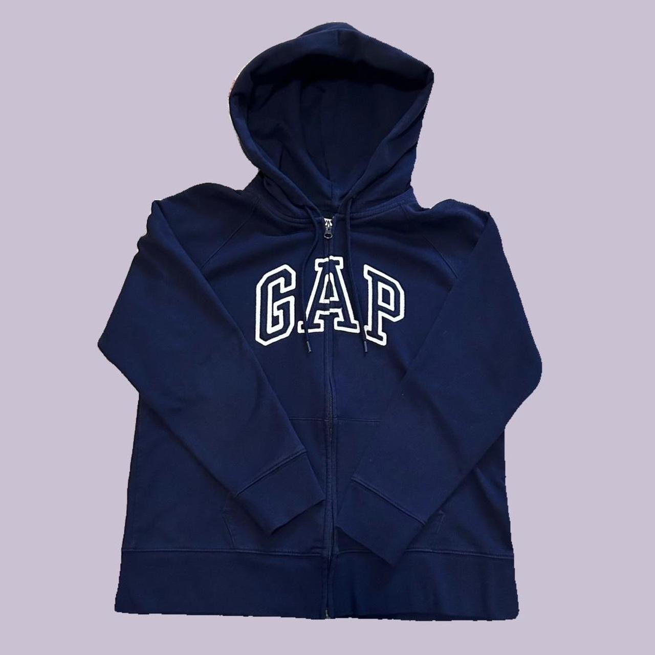 navy blue gap zip up jacket with hood ★ size : large... - Depop