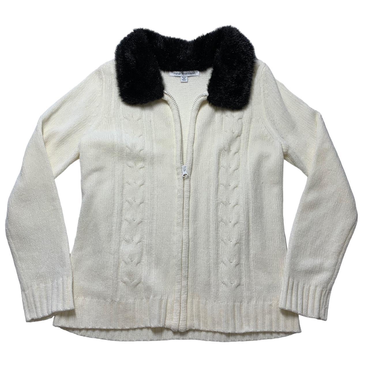 Faux fur collar outlet sweater