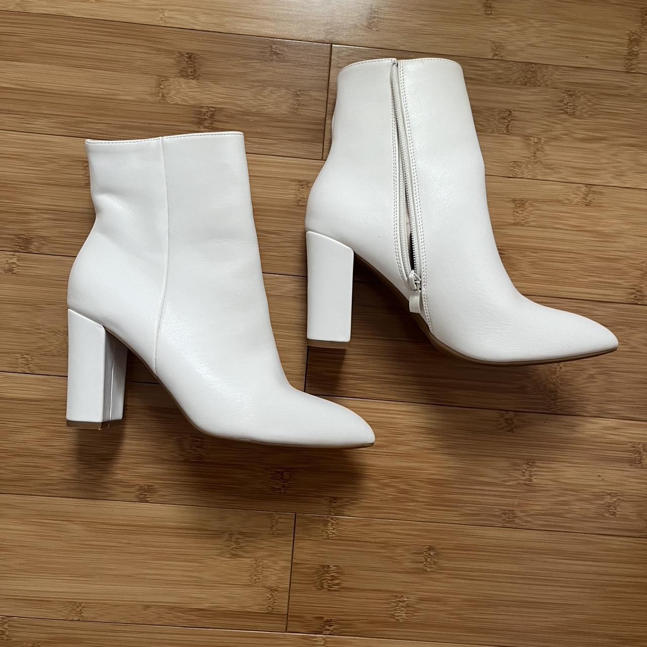 White Pointed Leather Booties from Fashion Nova. Depop