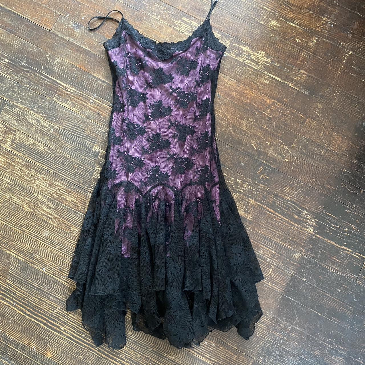 Betsey Johnson Women's Purple and Black Dress | Depop