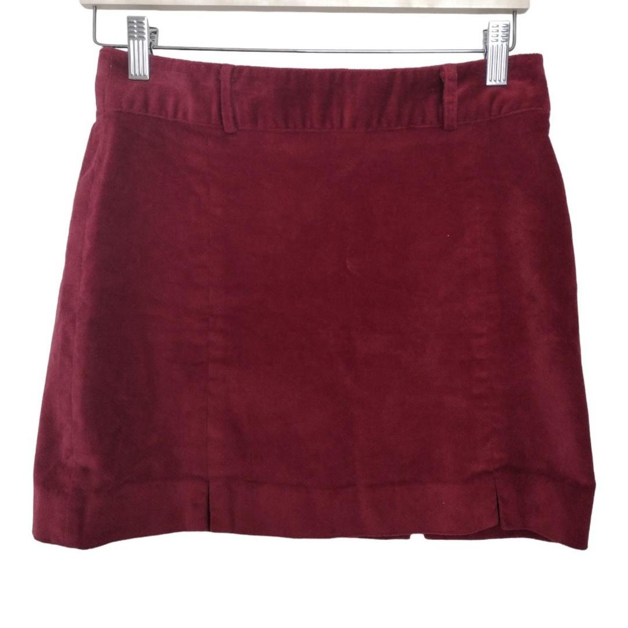 Size 8 dark red velvet mini skirt from Korean brand... - Depop