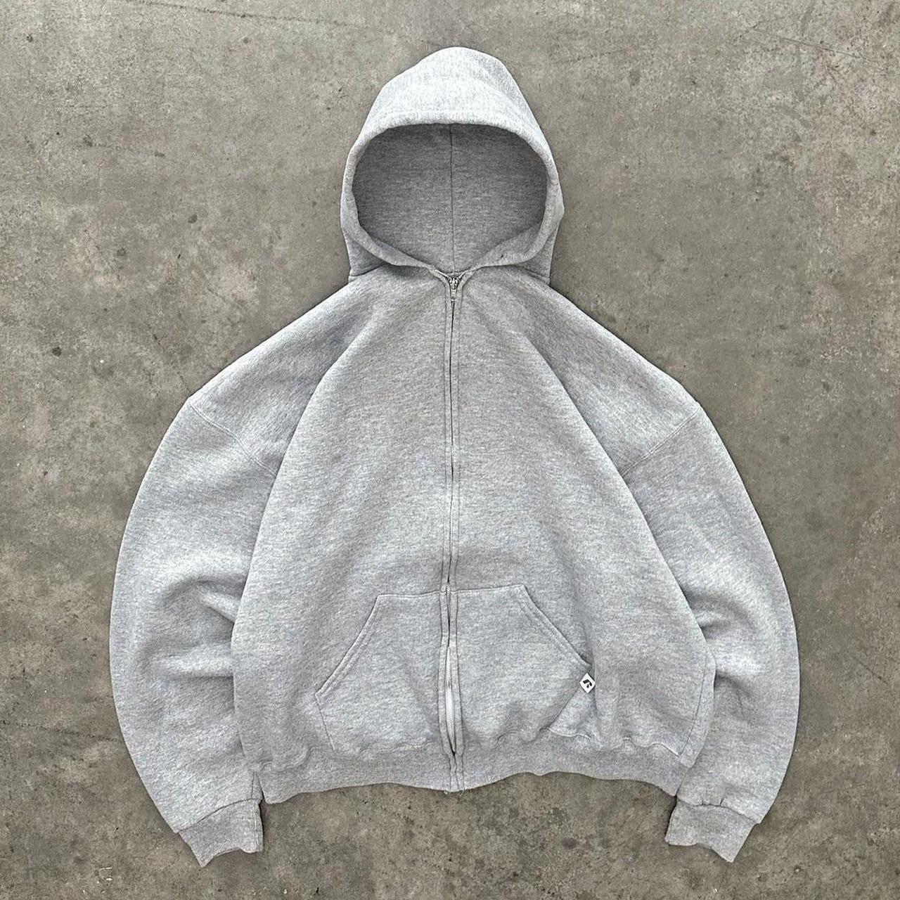 Vintage Grey Russell Athletic Zip Up hoodie... Depop