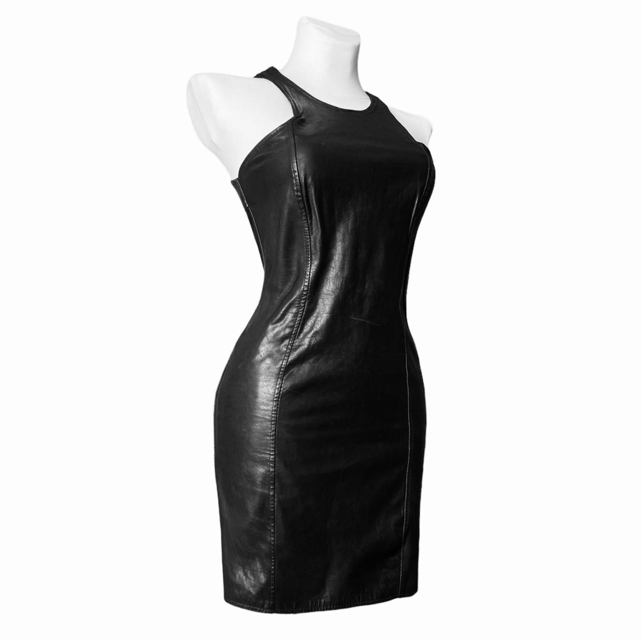 Real leather Vamp mini dress Vintage goth dark... - Depop