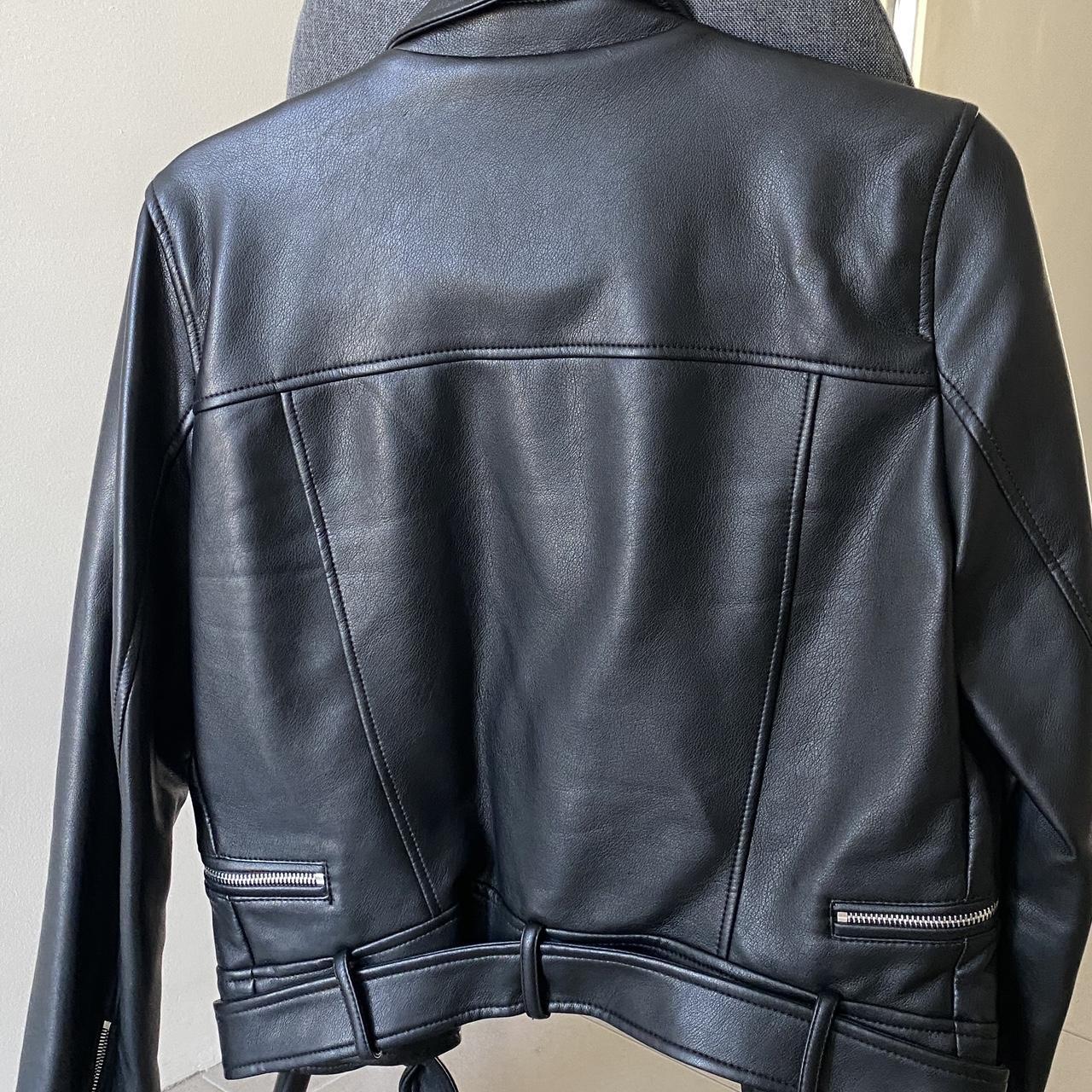 - Zara leather biker jacket - fitted - size M - used... - Depop