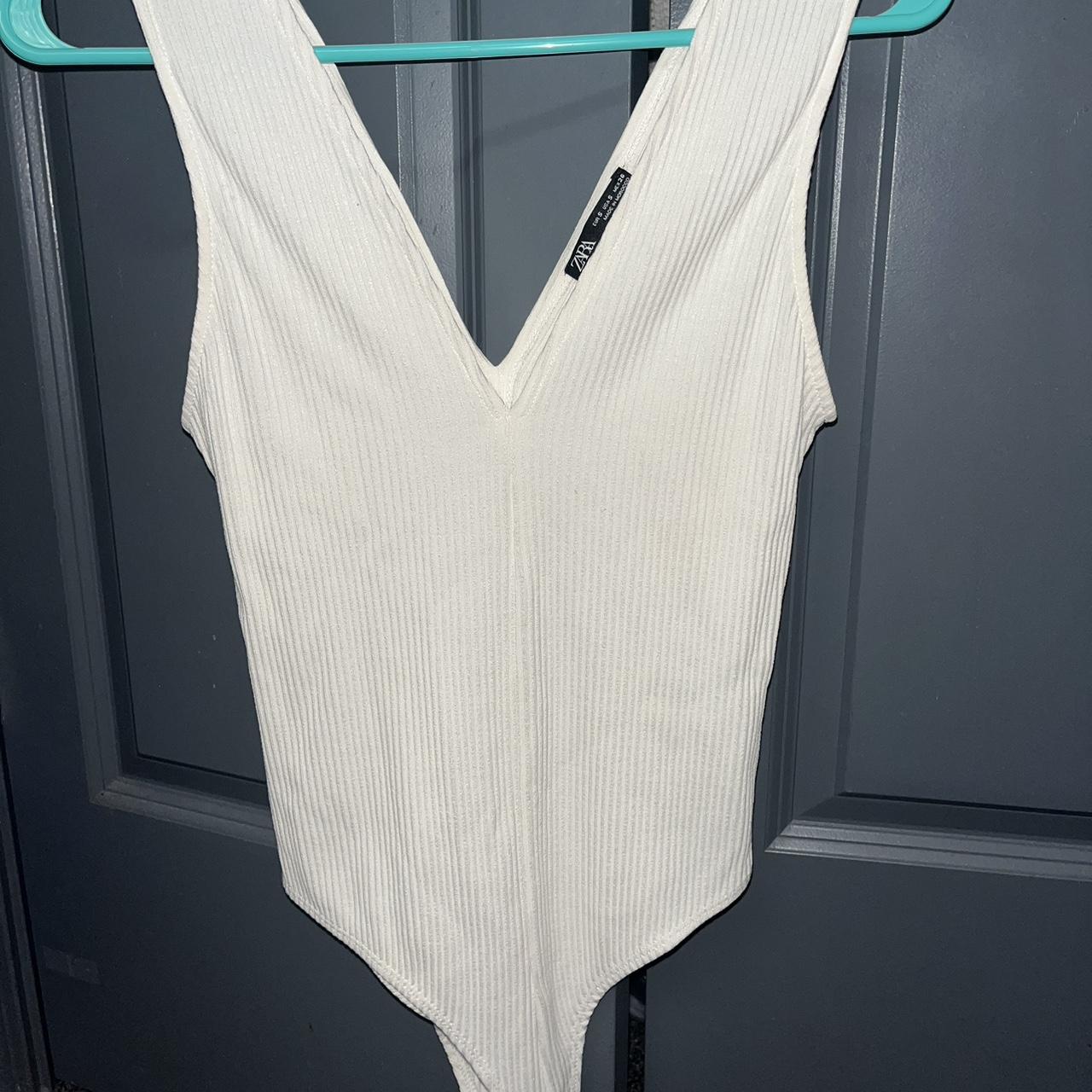 Zara Women's White Bodysuit Depop