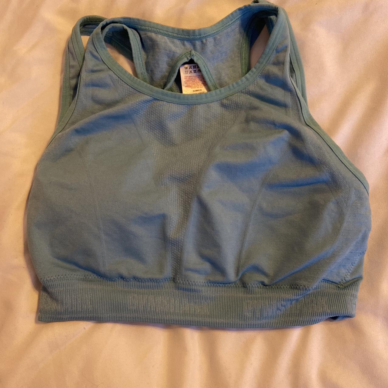Gymshark Apex seamless light blue sports bra Worn 3 - Depop