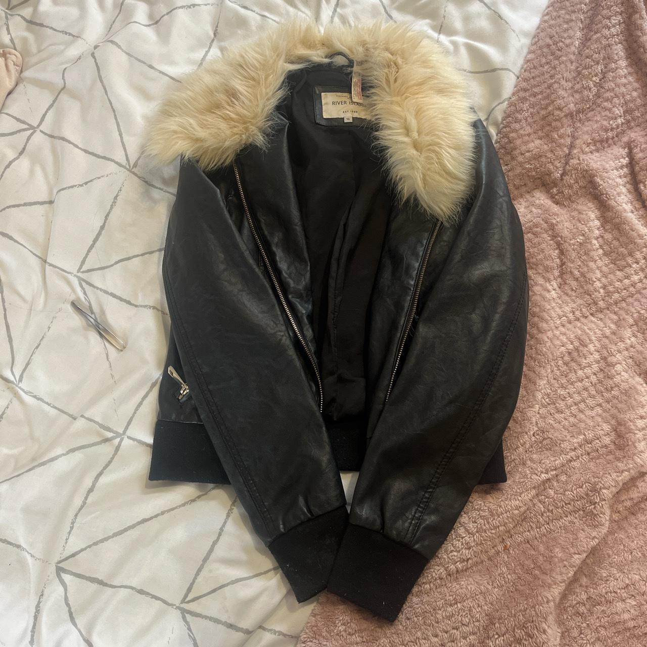 River island fur collar bomber jacket - Depop