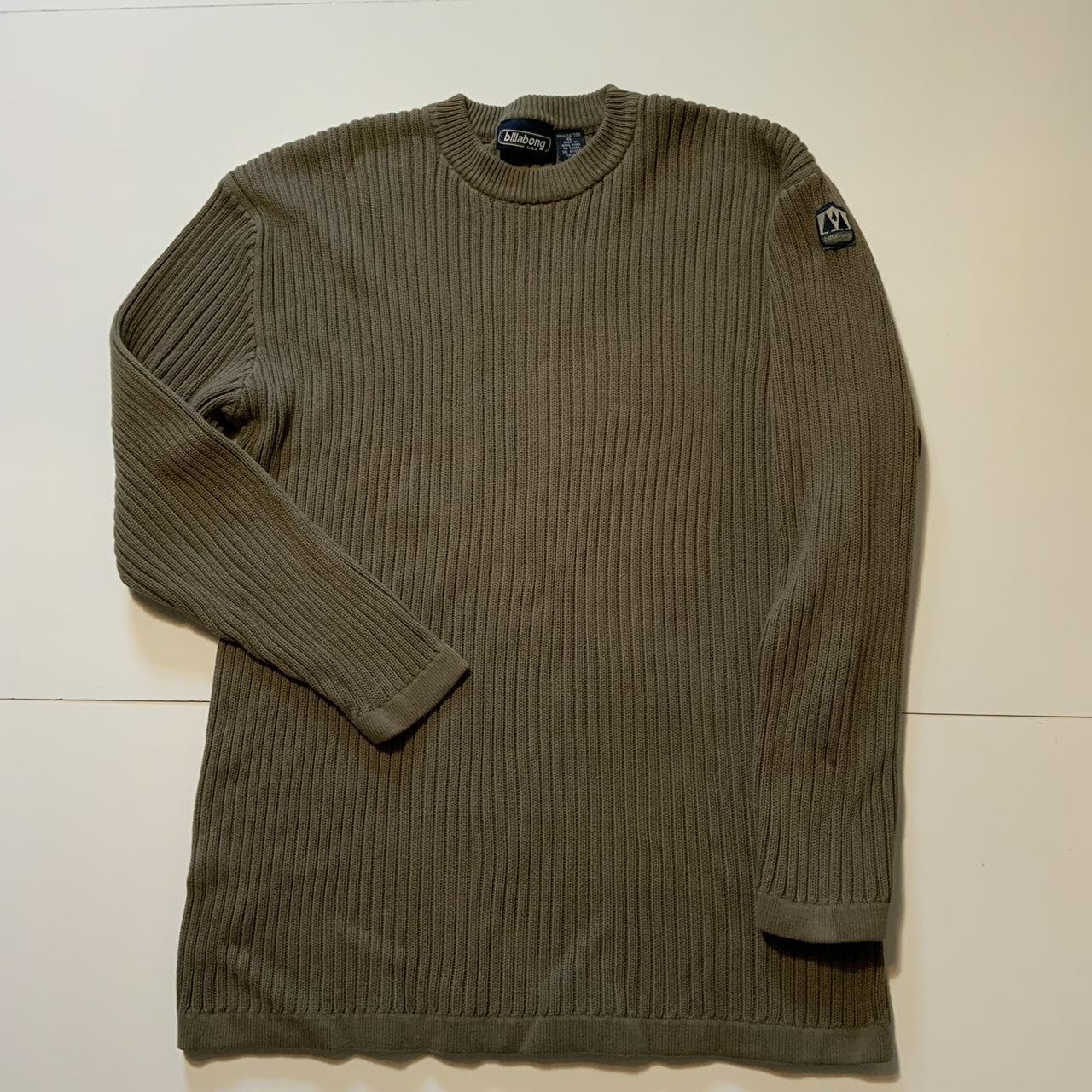 90s Billabong USA製 terry knit sweater Vintage Billabong Surf Ribbed Knit Cotton Olive | Depop