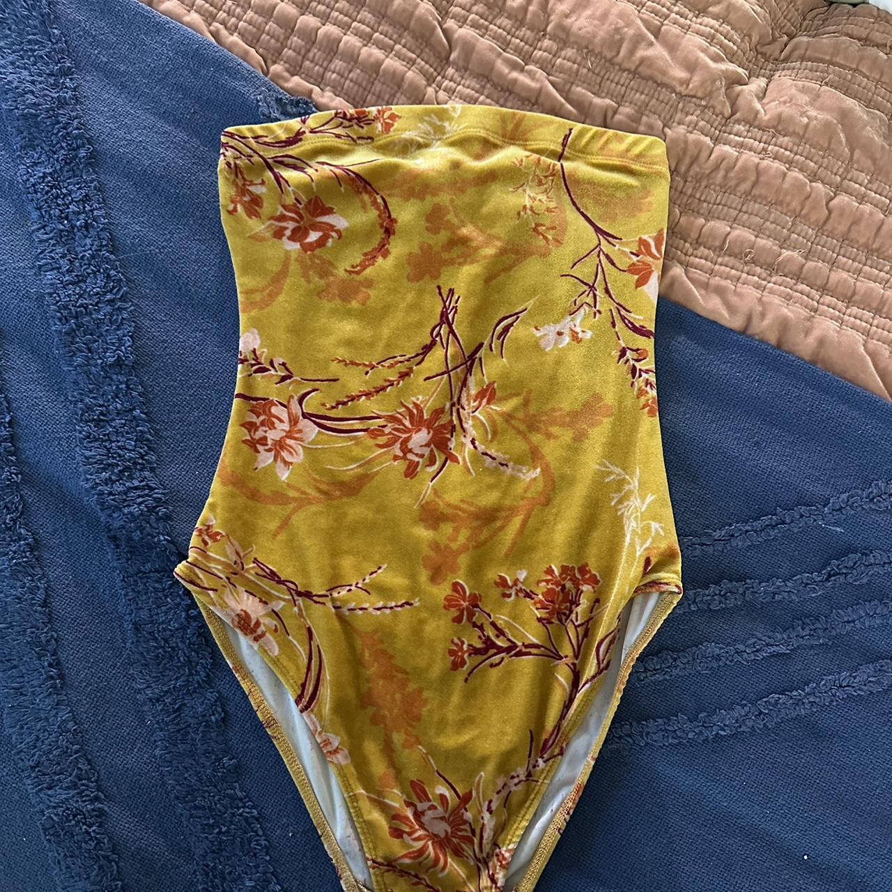 Out From Under Women's Yellow Bodysuit Depop