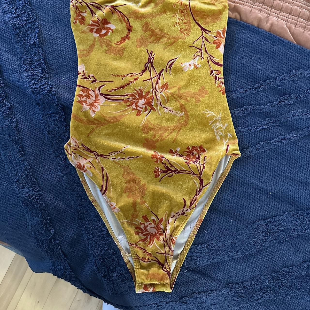 Out From Under Women's Yellow Bodysuit Depop