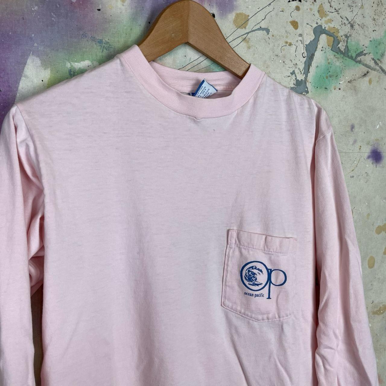 Ocean Pacific Men's T-shirt - Pink/Blue - M – 90s Ocean Pacific Long Sleeve Tee In …