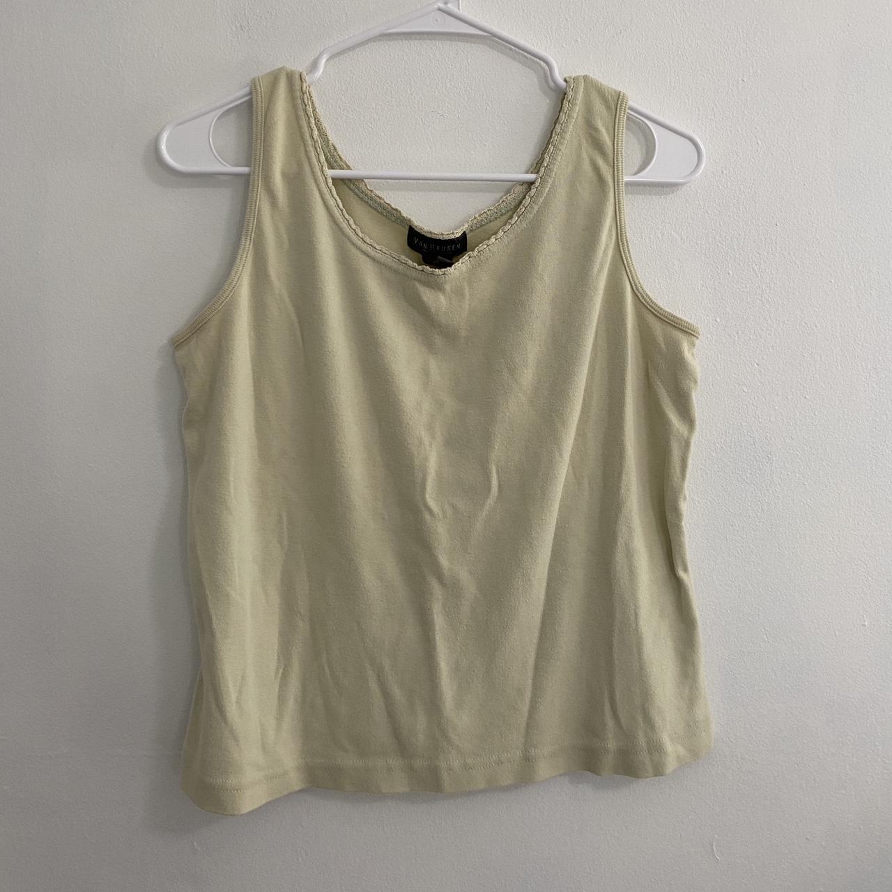 Light Green Tank Top - slight discoloration around... - Depop