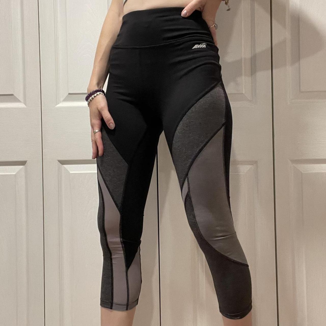 These high-waisted cropped Avia leggings feature a - Depop