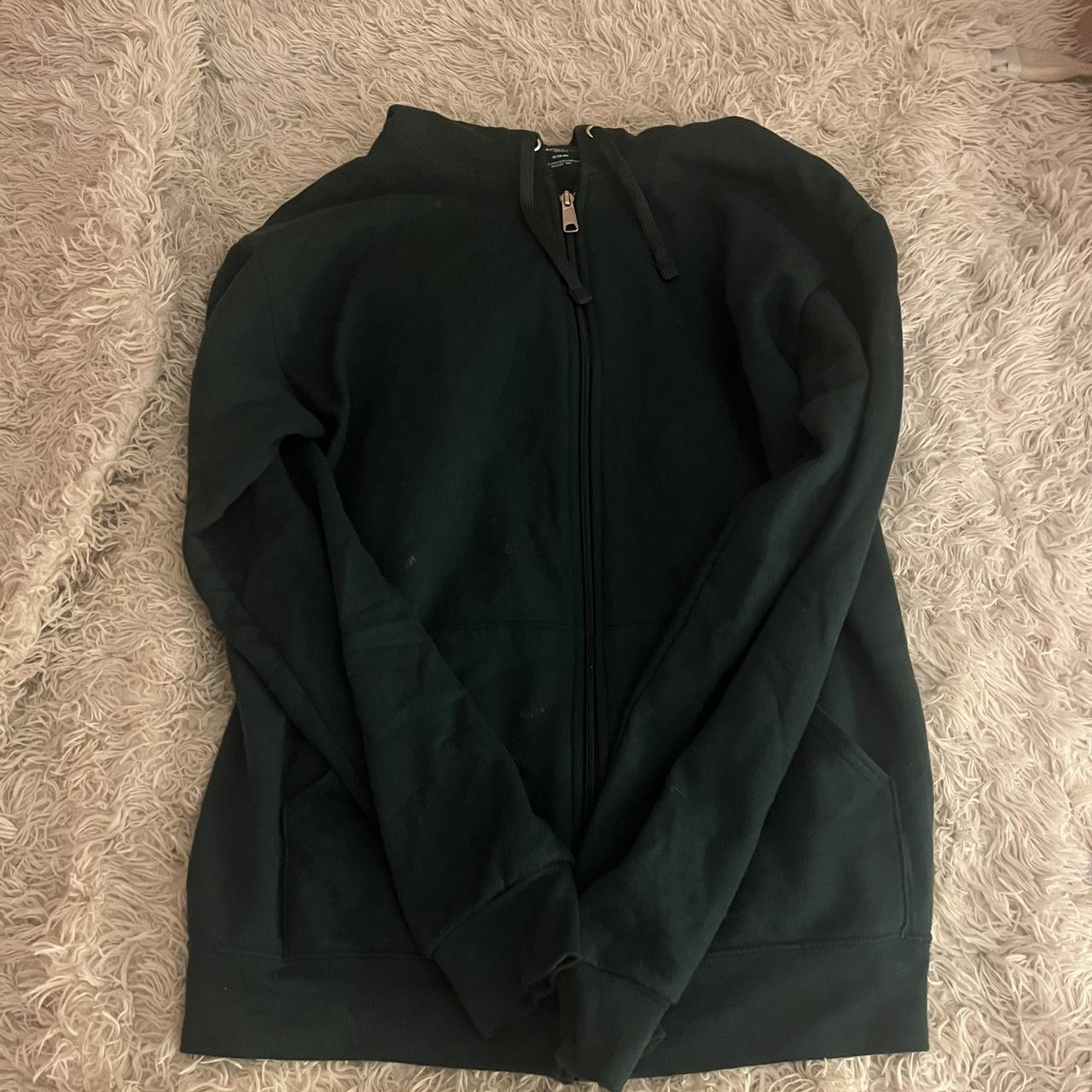 dark green zip up hoodie lightweight zipup size... - Depop