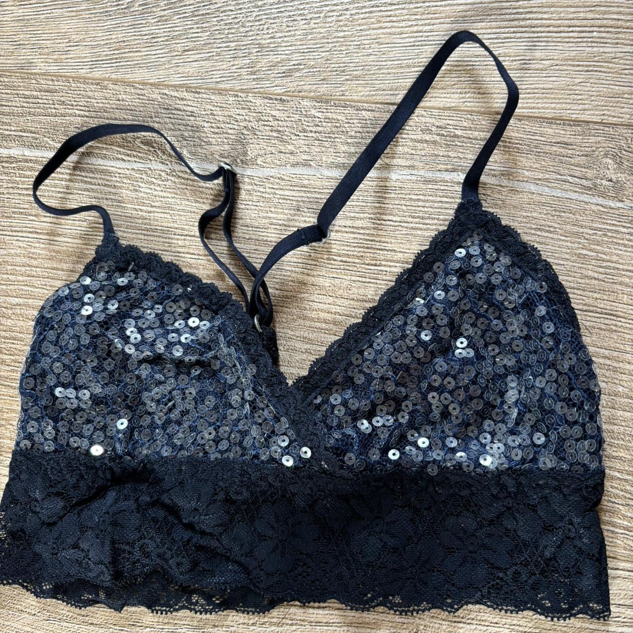 Pailetten Bh Bralette in Blau GroBe S pailetten