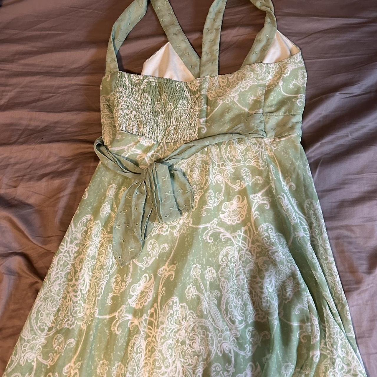 long green whimsical dress - Depop