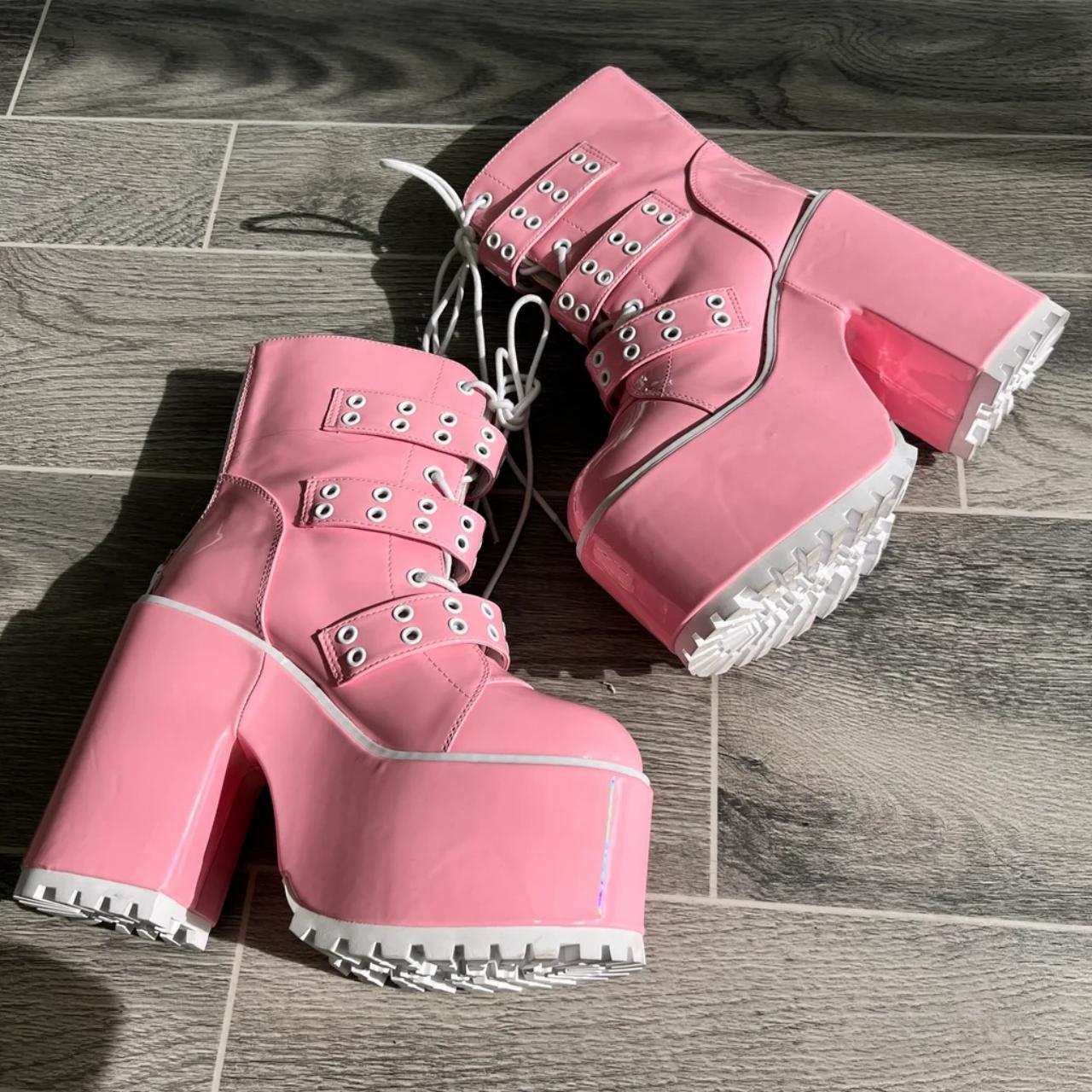 YRU red velvet Krush platform boots From YRU Worn | Depop
