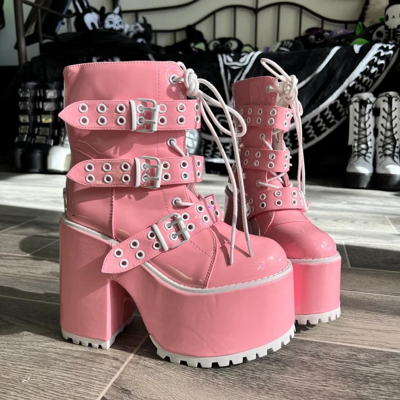 Yru Pink And Black Platform Boots Monster High Pink Black Blue