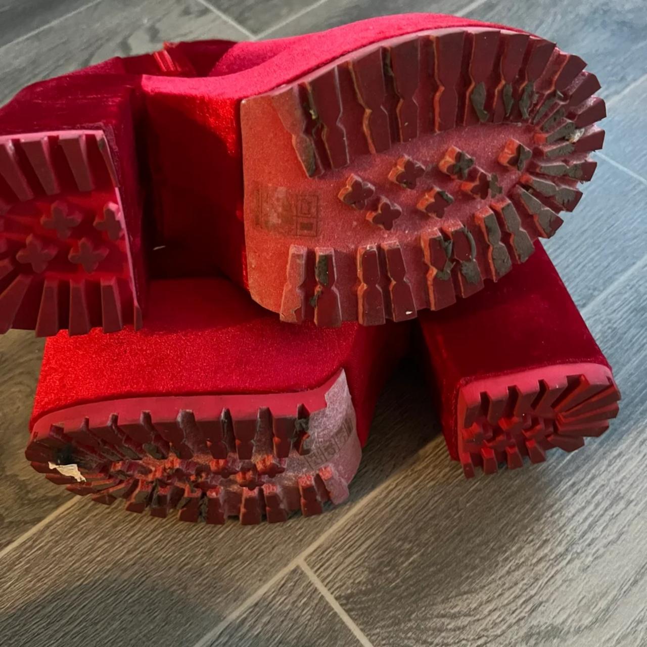 rurumu: mix ribbon boots red - boys in the band