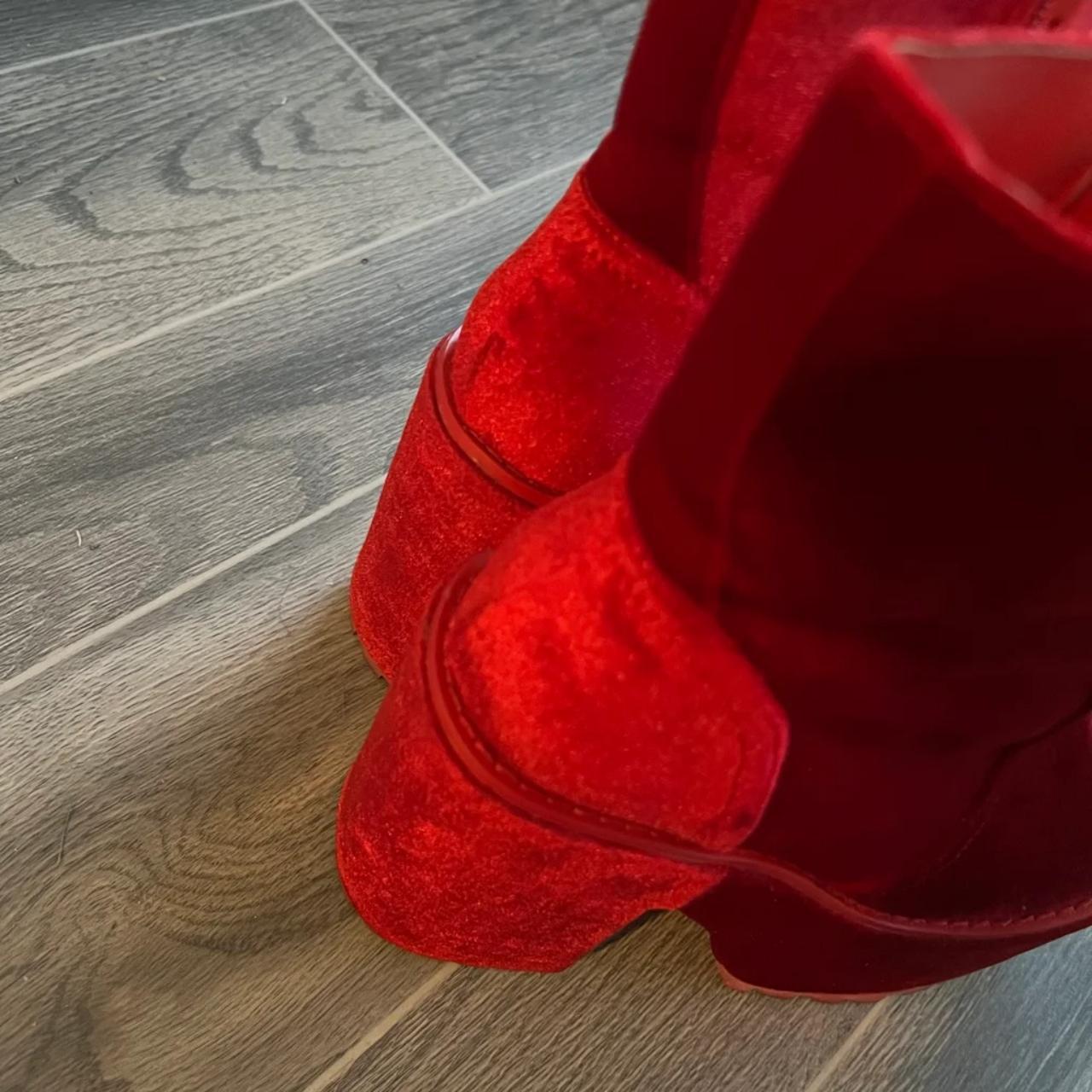 YRU red velvet Krush platform boots From YRU Worn | Depop