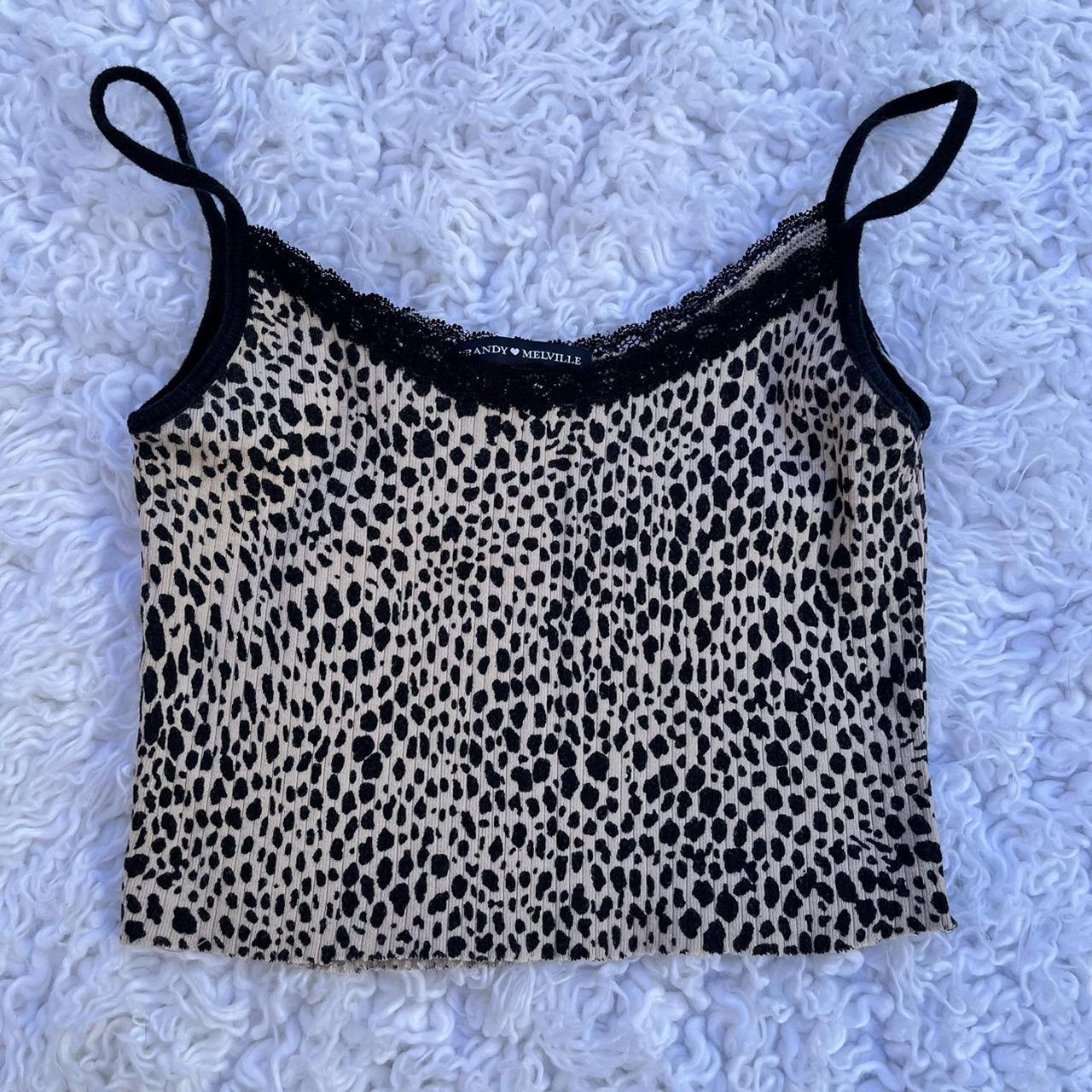 Brandy Melville skylar lace baby tank in cheetah... - Depop