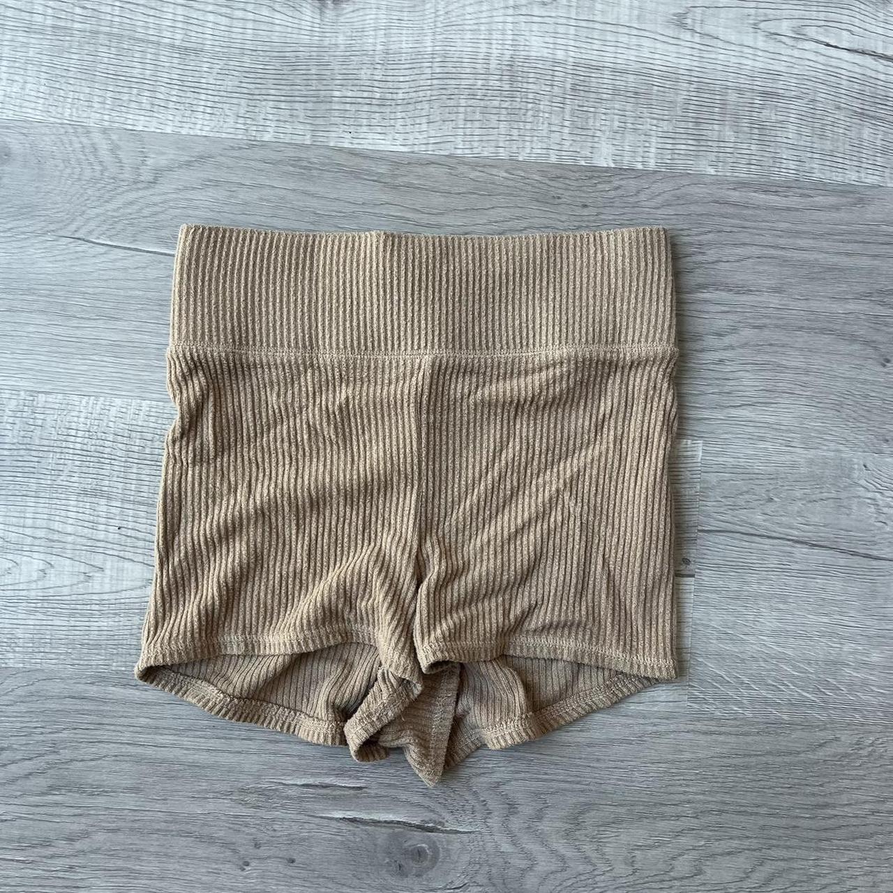 Abercrombie And Fitch Ribbed Shorts In Tan Size Depop