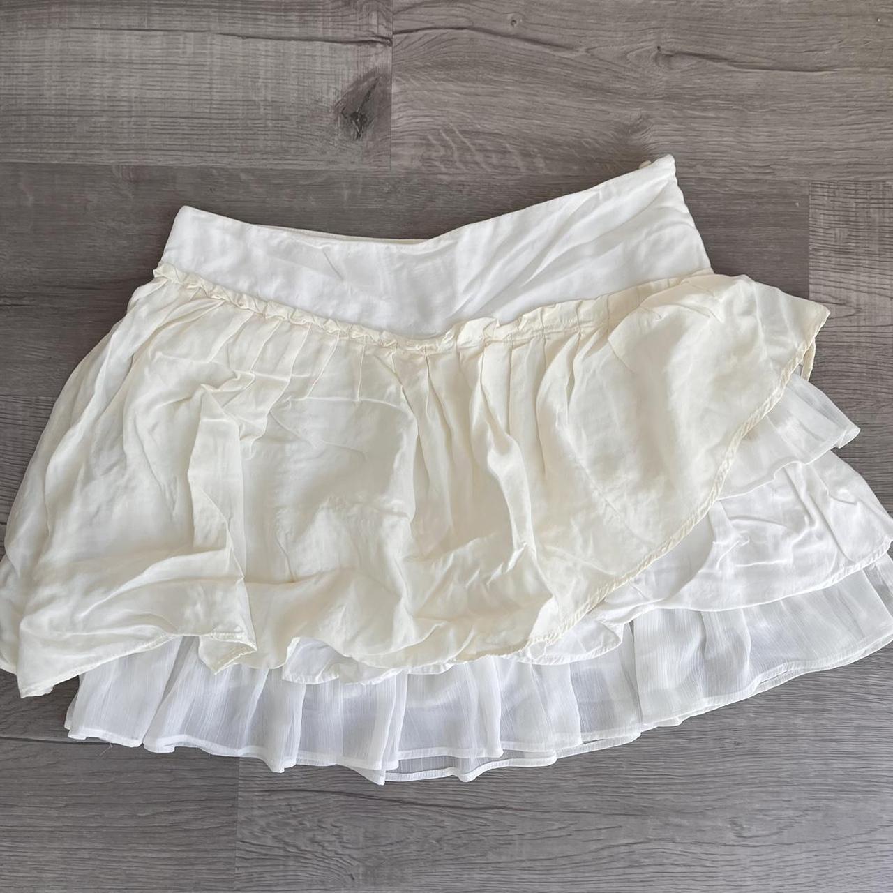 Free people layered mini skirt in white Size 6... - Depop