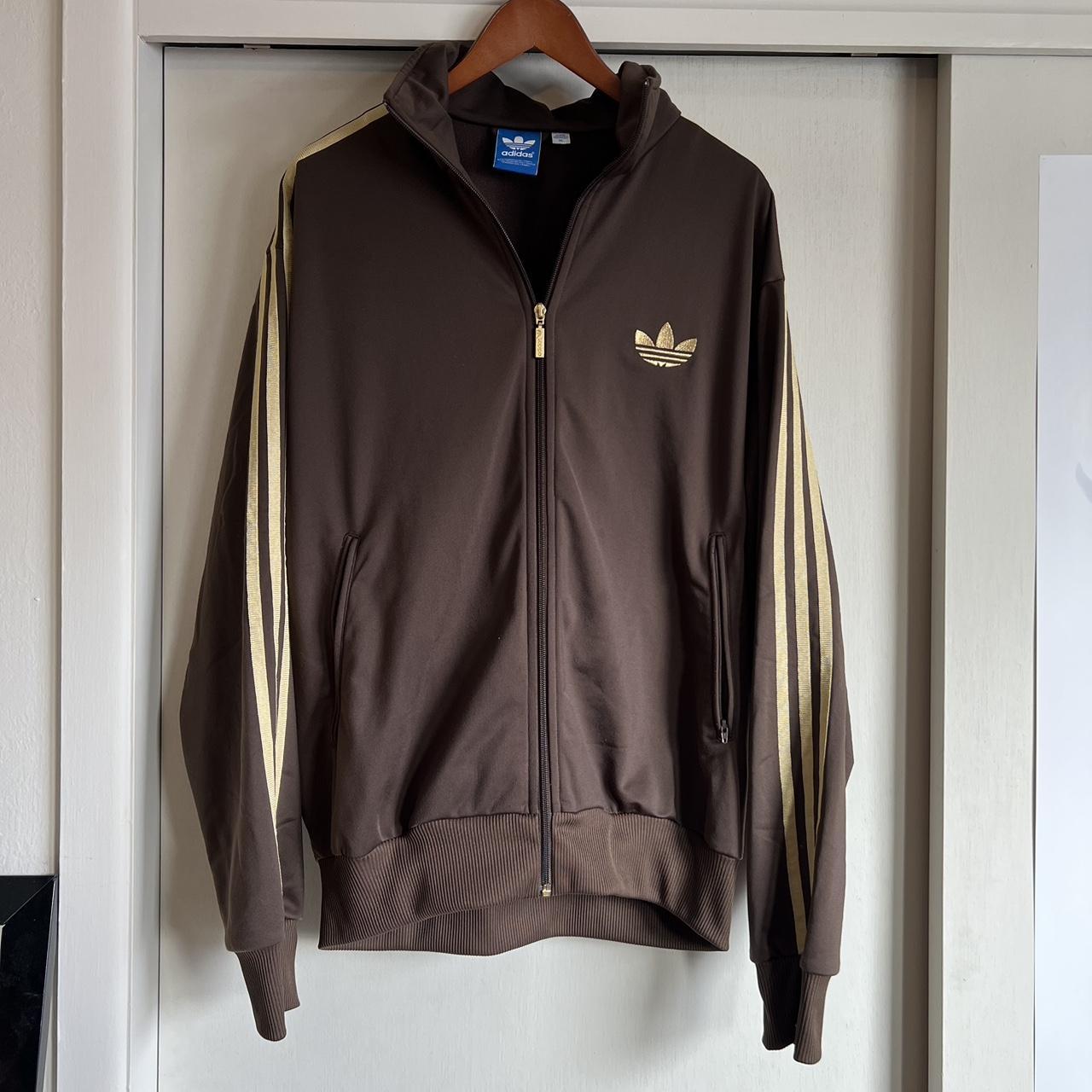 Adidas Men's Brown and Gold Jacket | Depop