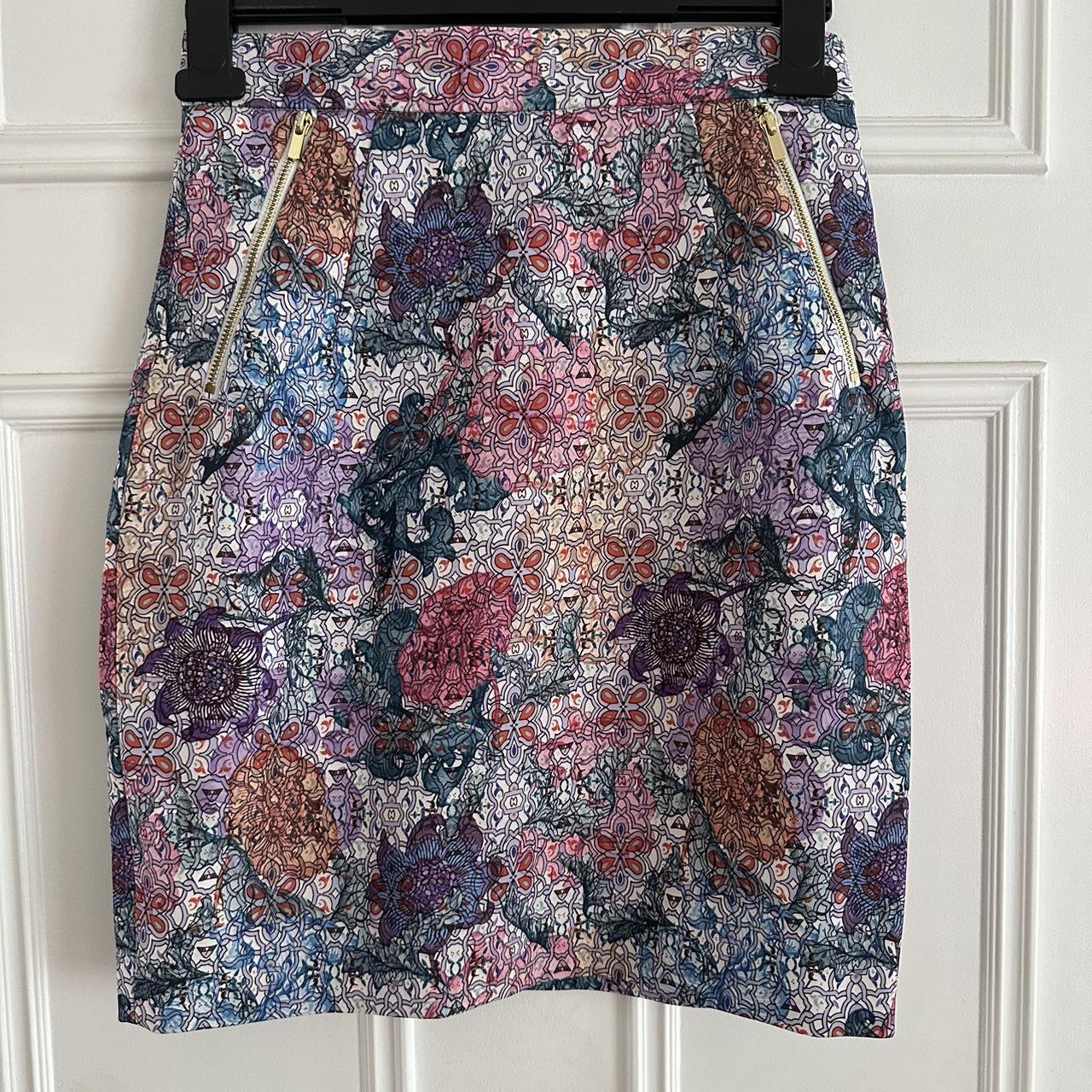 H M Geometric Floral Pencil Mini Skirt Size Eur 36