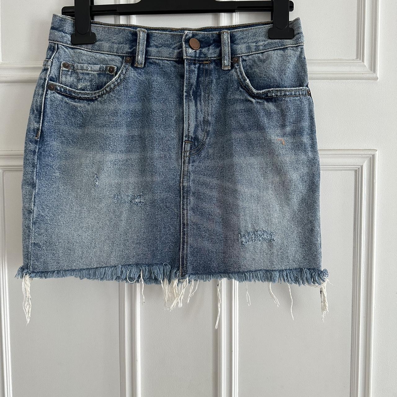 ALL SAINTS Betty Blue Denim Mini Frayed Distressed. Depop