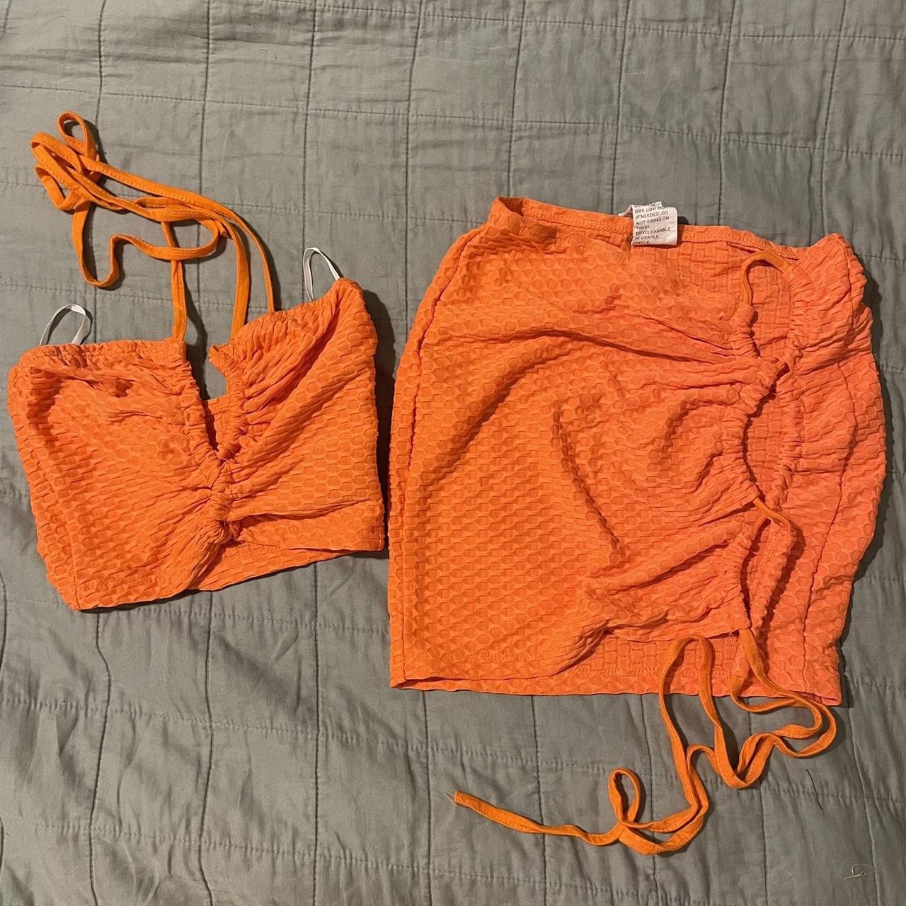 Shein Orange Two Piece Set Perfect Condition Free Depop