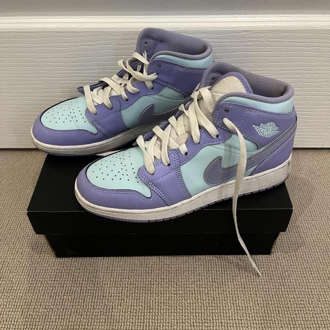 tan and purple jordans