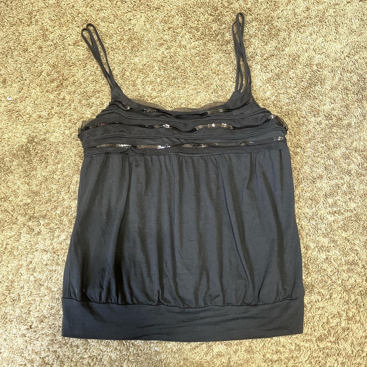 womens black y2k early 2000s tank top. this top is... - Depop