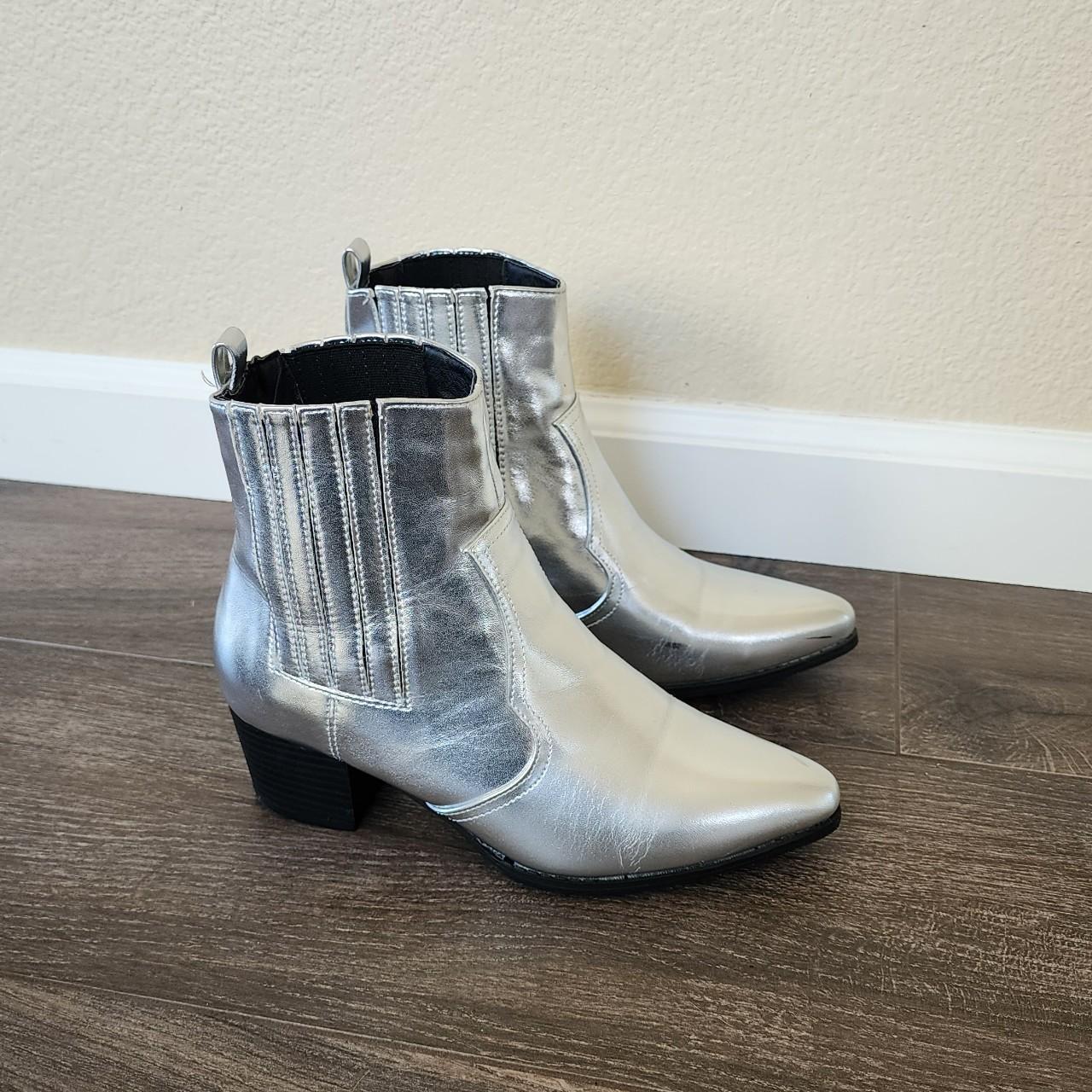 Silver western best sale ankle boots