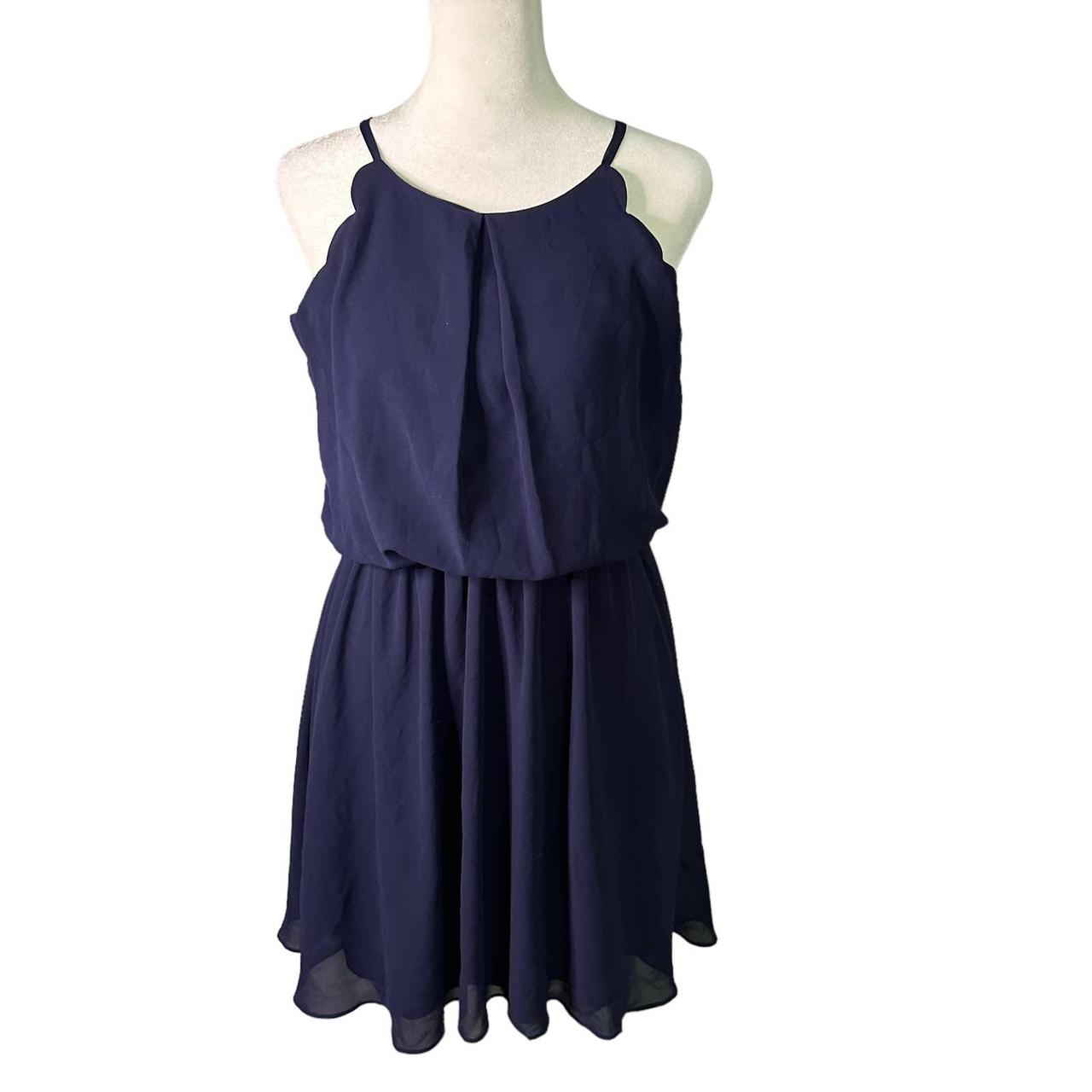 Title BCX Scalloped Neck Navy Blue Mini Dress Size